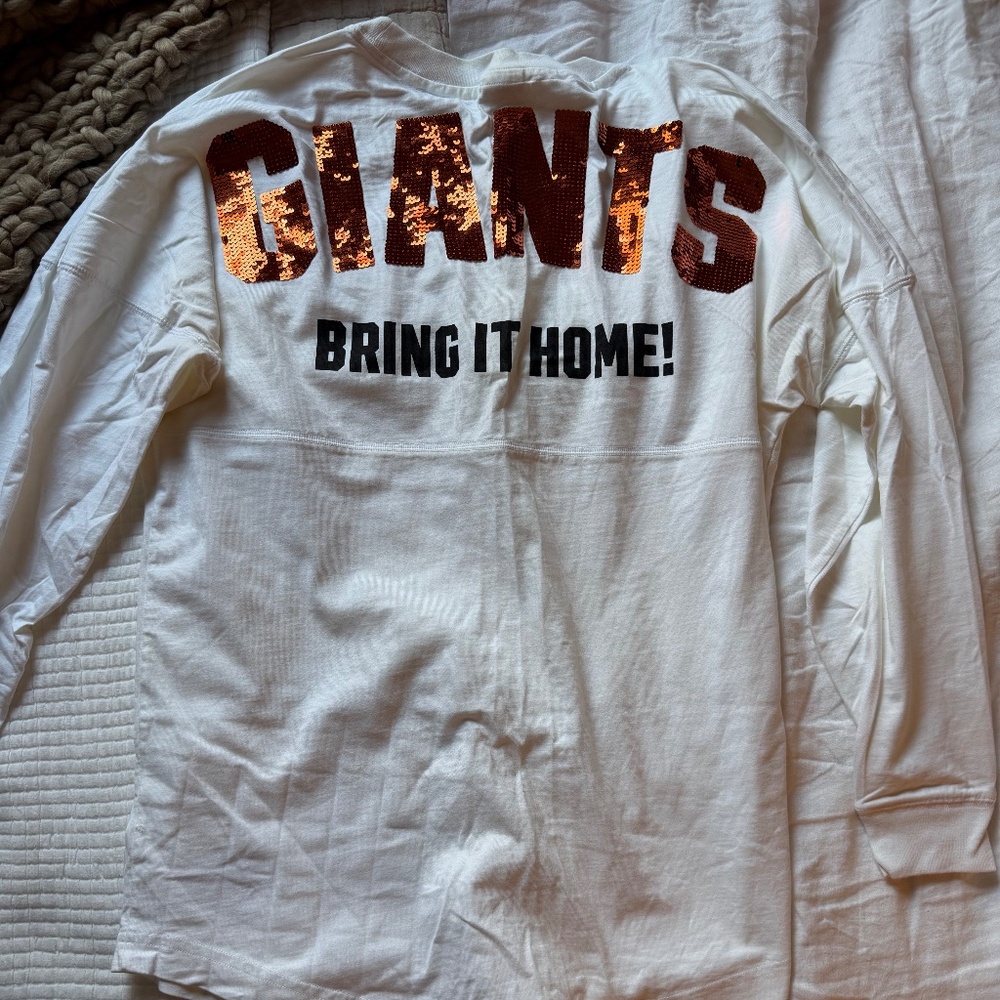 PINK with 5th & Ocean SF Giants MLB Collection Long-Sleeve, Size M, White/Orange